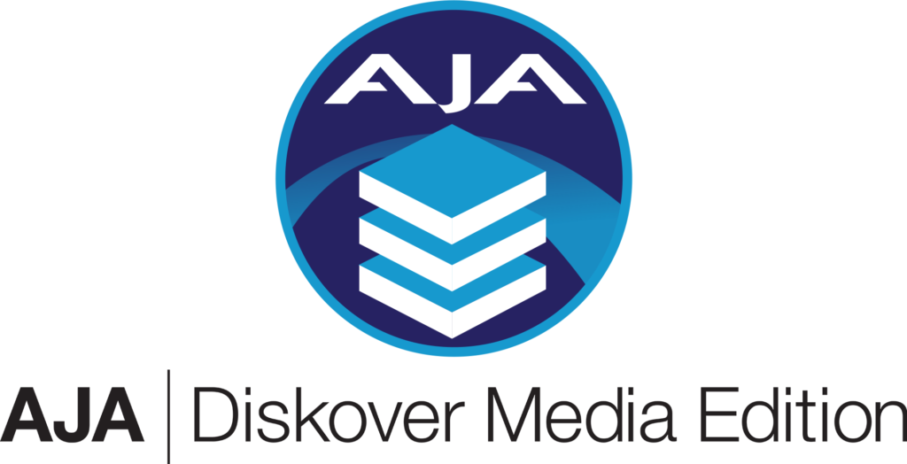 AJA Diskover Media Edition icon and logo for dark background representing the partnership between AJA Video Systems and Diskover Data to offer a data management and data curation software to resolve the media asset file management problems by offering a global index view of unstructured data, data analysis, storage cost management tools, and media and entertainment specific plugins.