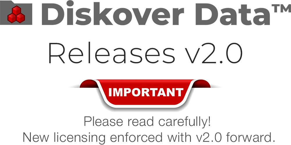 This image is used for the news page of the Diskover Data v2.0 launch with an important note to read about the new licensing enforced.
