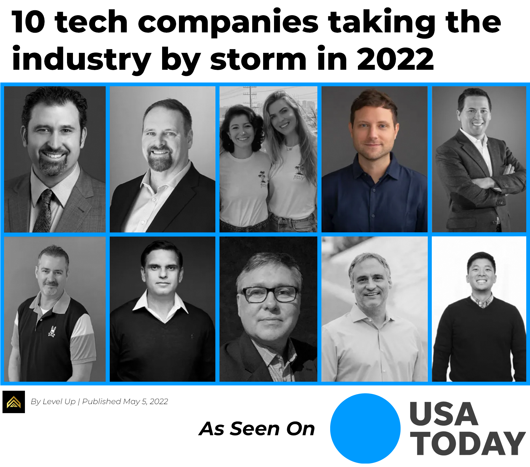 Header image for an article published by USA Today and featuring Diskover Data as one of 10 tech companies taking the industry by storm in 2022.