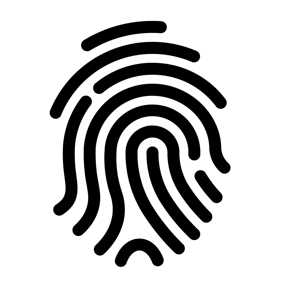 Fingerprint Icon used to represent Diskover hash values harvested during indexing (md5, sha1, sha256, and xxhash)