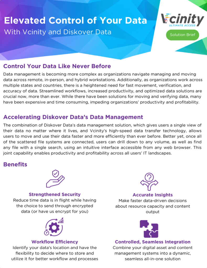 Diskover Data and Vcinity Partner Solution Brief - page 1 of 2