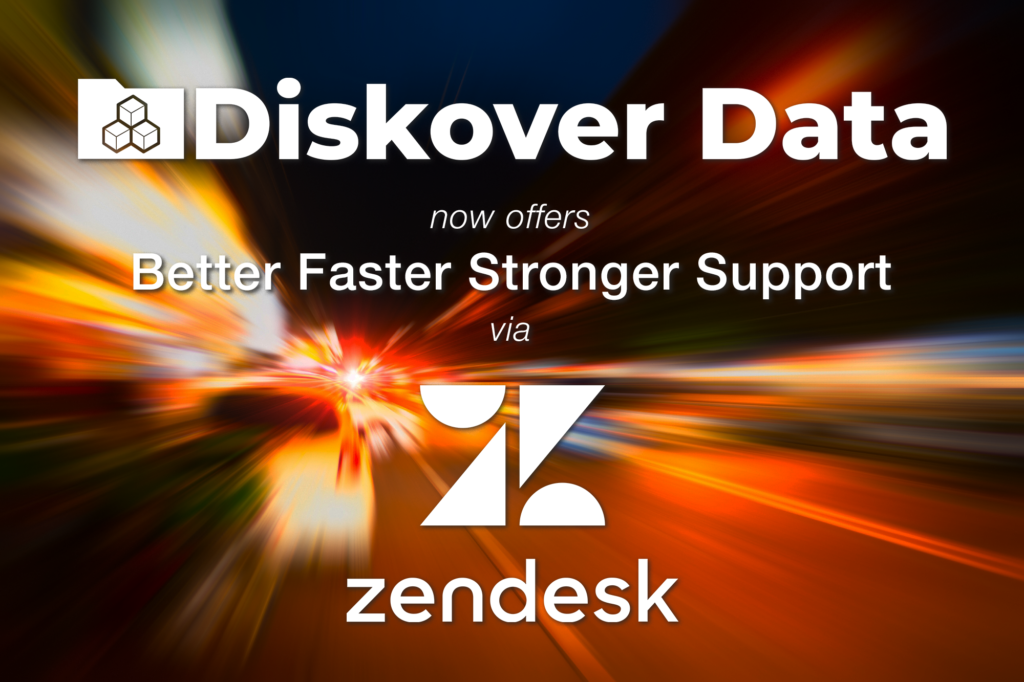 Image used for news post announcing Diskover Data now offers better faster stronger support via Zendesk