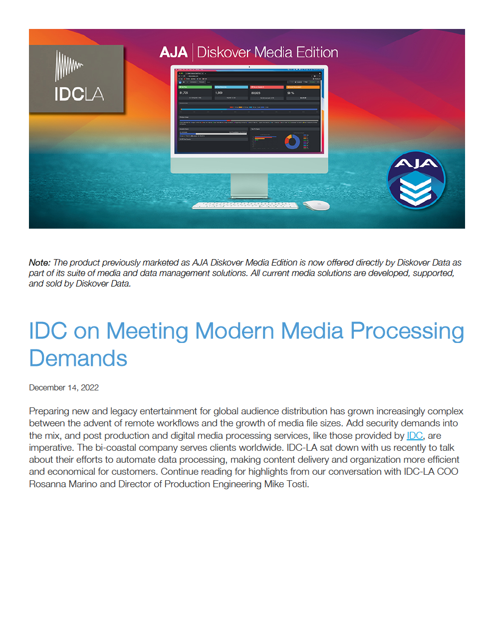 Diskover Case Study | IDC on Meeting Modern Media Processing Demands