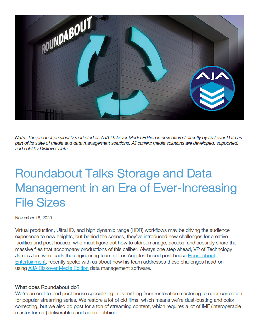 Diskover Case Study | Roundabout Talks Storage and Data Management in an Era of Ever-Increasing File Sizes
