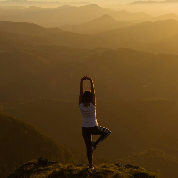 yoga on a mountain