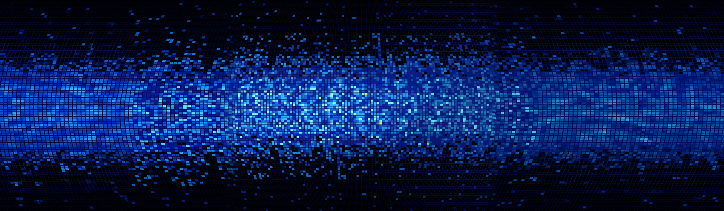 Dense field of small blue squares thinning from left to right, with a small ordered block of yellow squares at the right representing the files a single query returns.