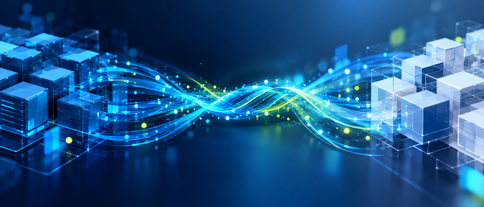 Streams of data flowing from storage arrays into cloud blocks, representing the Diskover and NetApp partnership