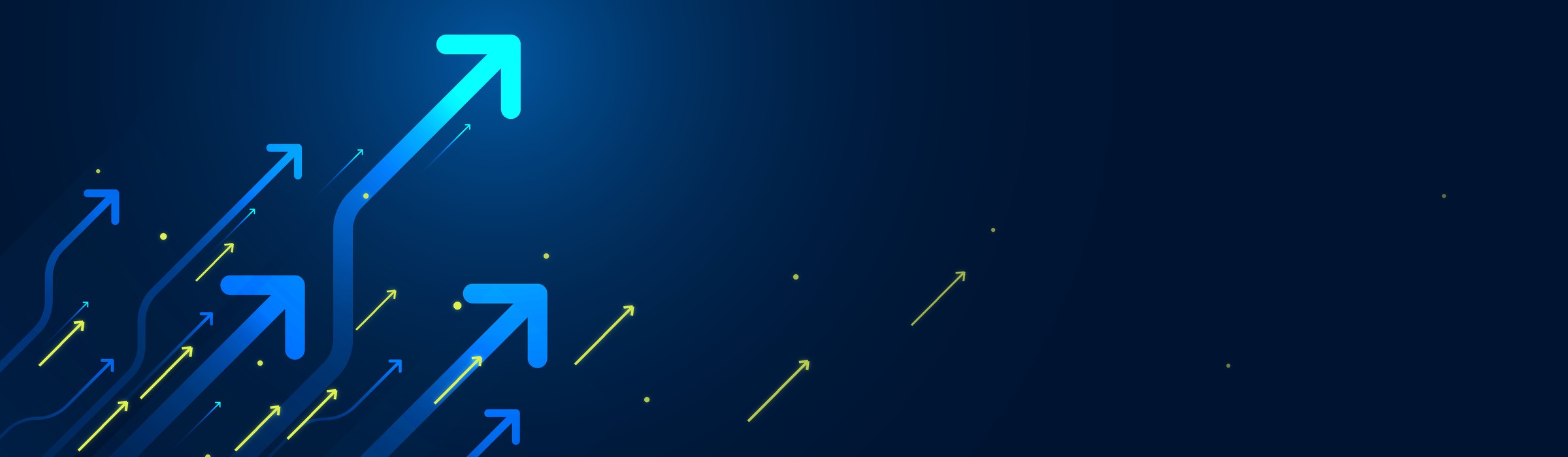 Blue arrows rising against a dark background, marking a team promotion at Diskover Data