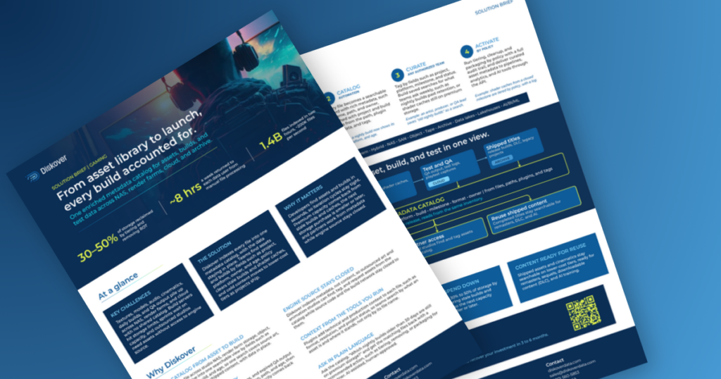 Diskover gaming solution brief: From asset library to launch, every build accounted for.